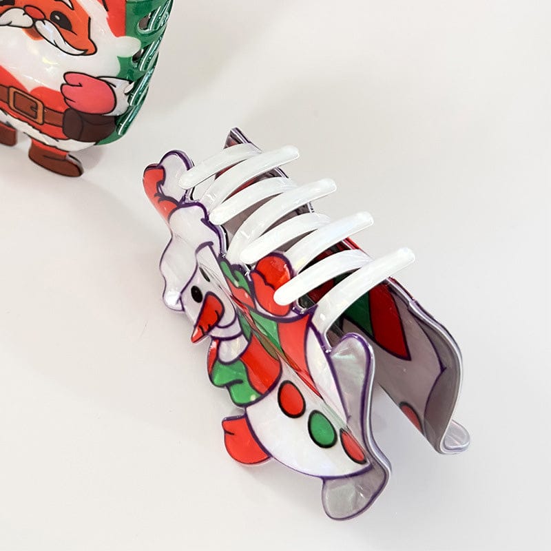 Medium Santa Hat Snowman Hair Claw Clips | NueShiny