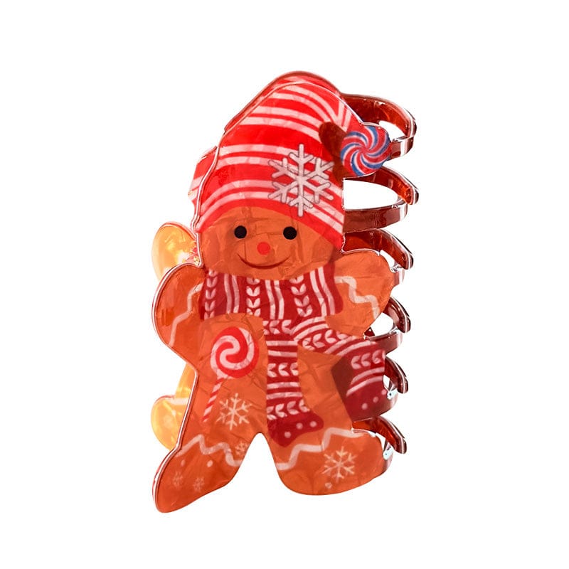 Medium Red Hat Gingerbread Man Hair Claw Clips | NueShiny