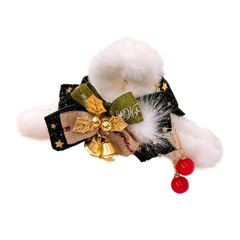 Jumbo Green Christmas Bells And Bows Hair Claw Clips | NueShiny