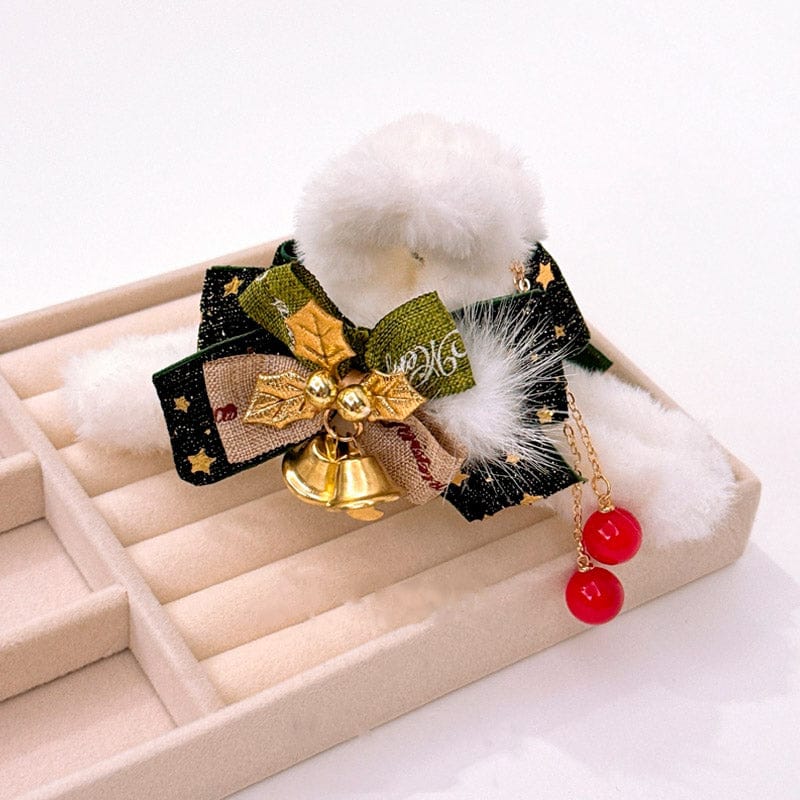 Jumbo Green Christmas Bells And Bows Hair Claw Clips | NueShiny