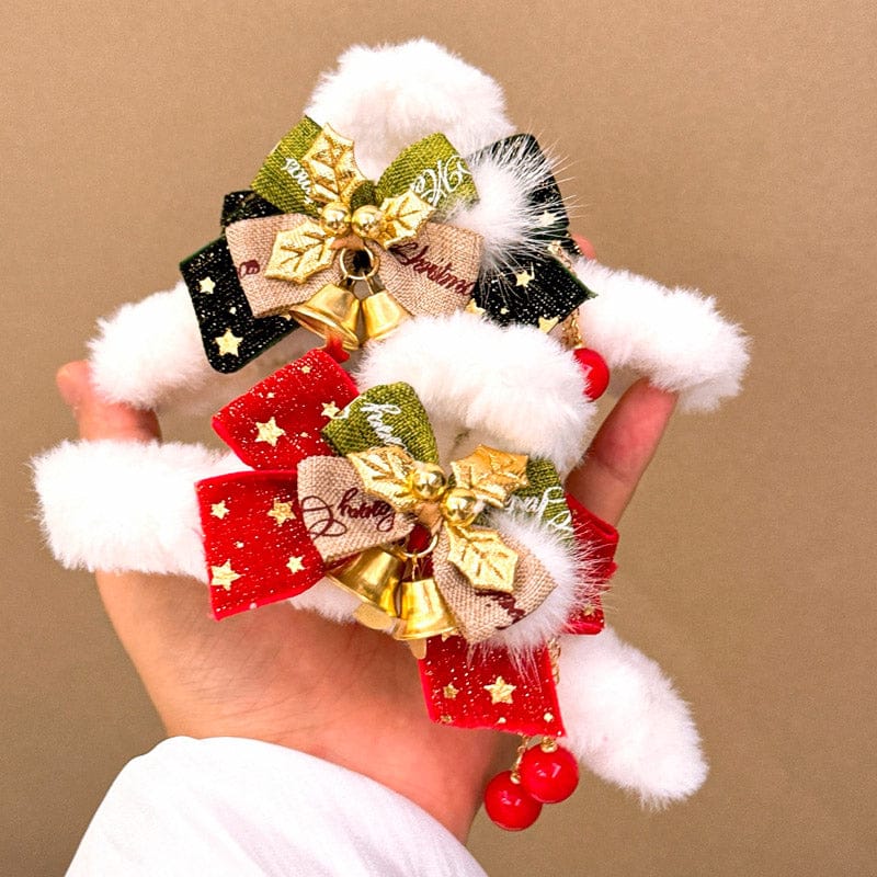 Jumbo Green Christmas Bells And Bows Hair Claw Clips | NueShiny
