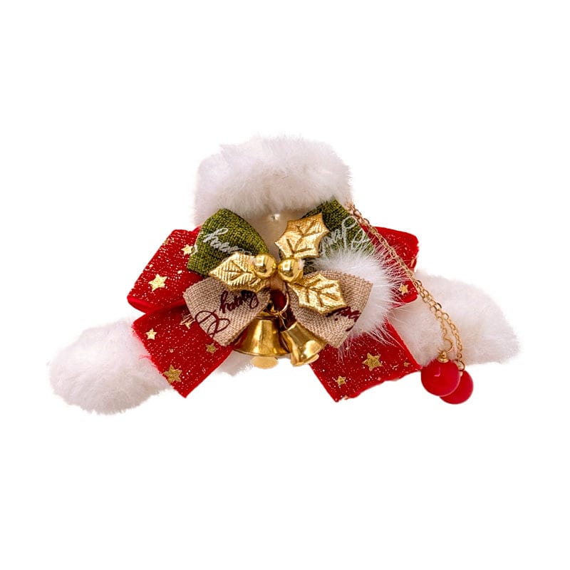 Jumbo Red Christmas Bells And Bows Hair Claw Clips | NueShiny