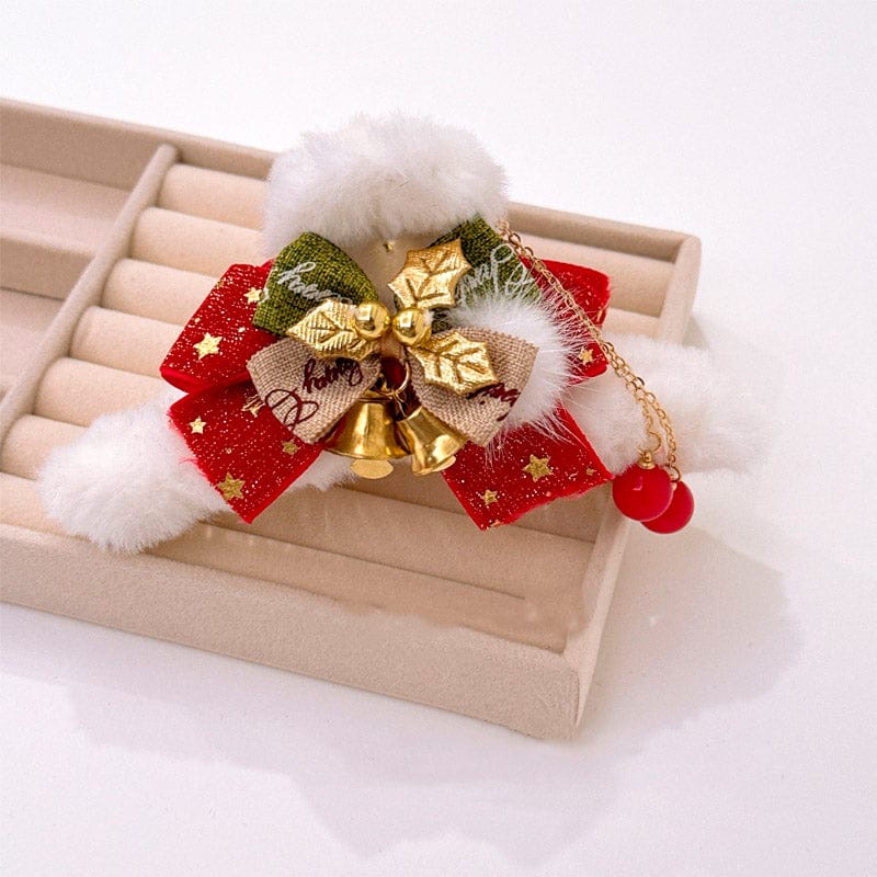 Jumbo Red Christmas Bells And Bows Hair Claw Clips | NueShiny
