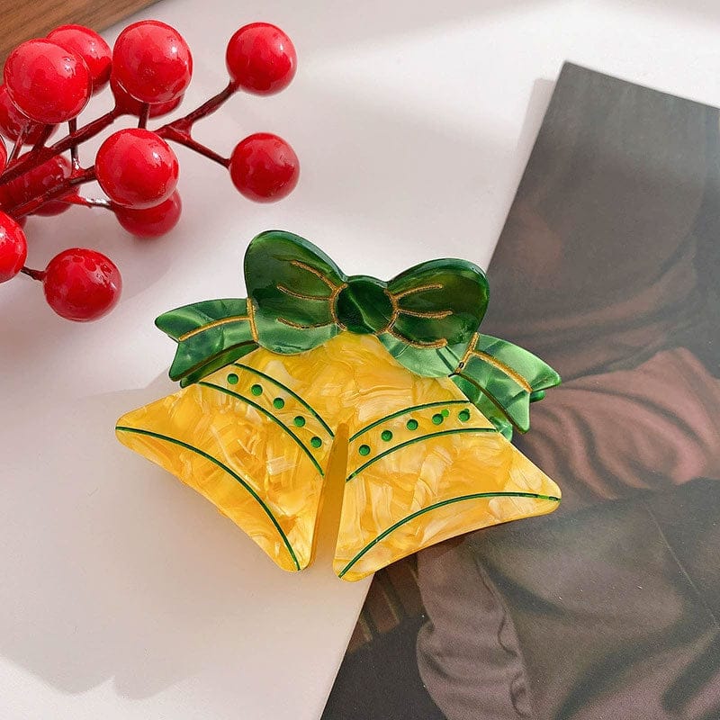 Medium Red Christmas Bells Hair Claw Clips | NueShiny