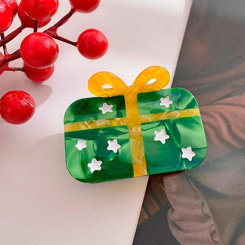 Small Yellow Rectangular Christmas Gift Hair Claw Clips | NueShiny