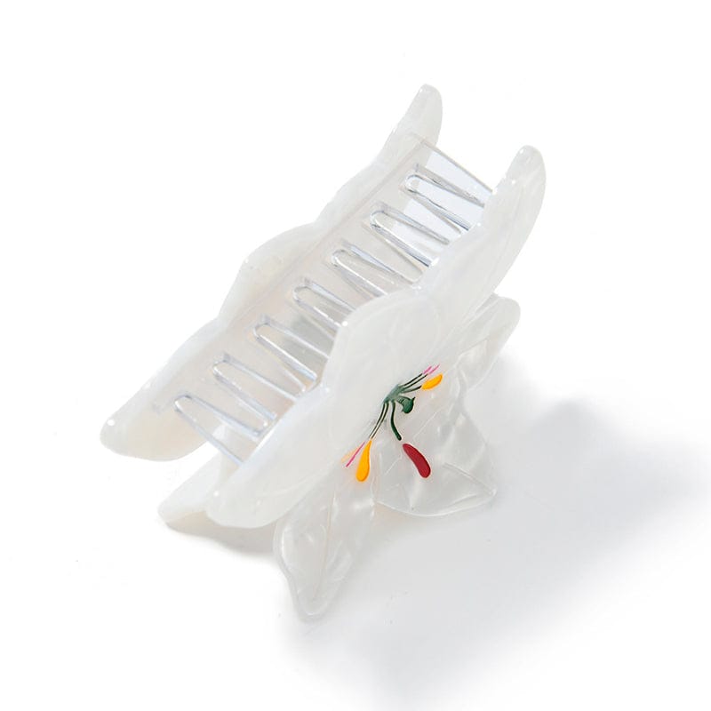 Medium White Lilies Hair Claw Clips | NueShiny