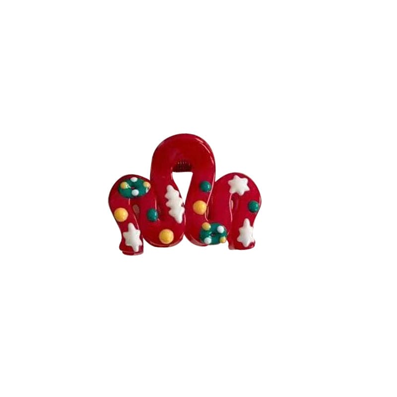 Mini Red Christmas Snow Top Hair Claw Clips | NueShiny