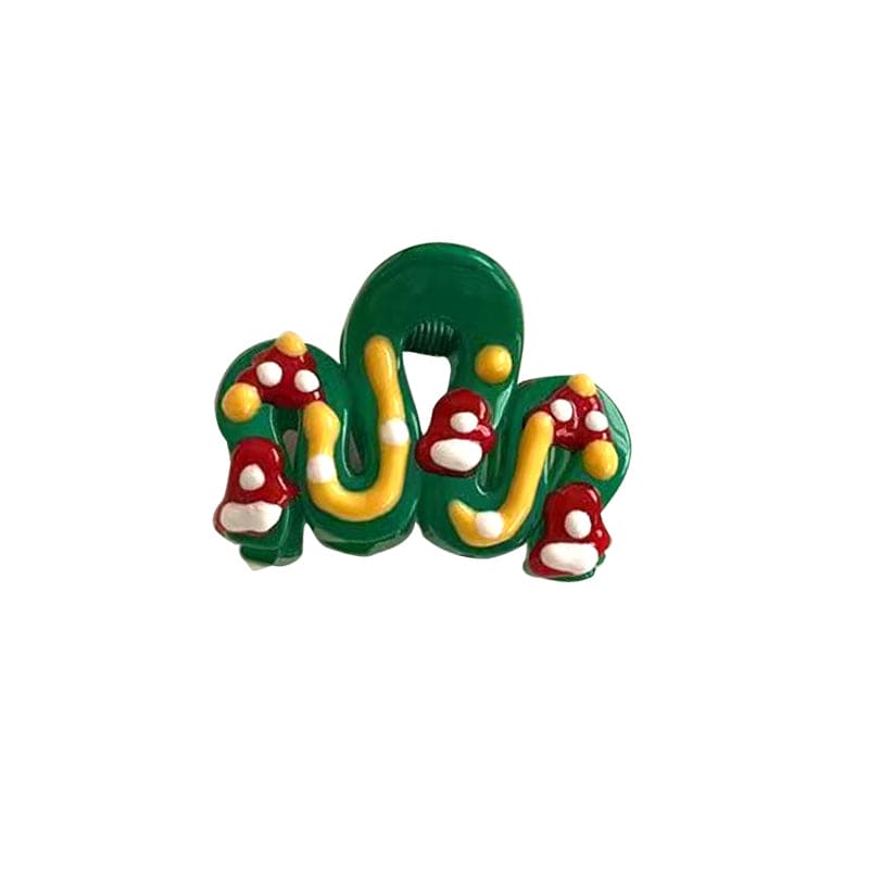 Mini Green Christmas Snow Top Hair Claw Clips | NueShiny