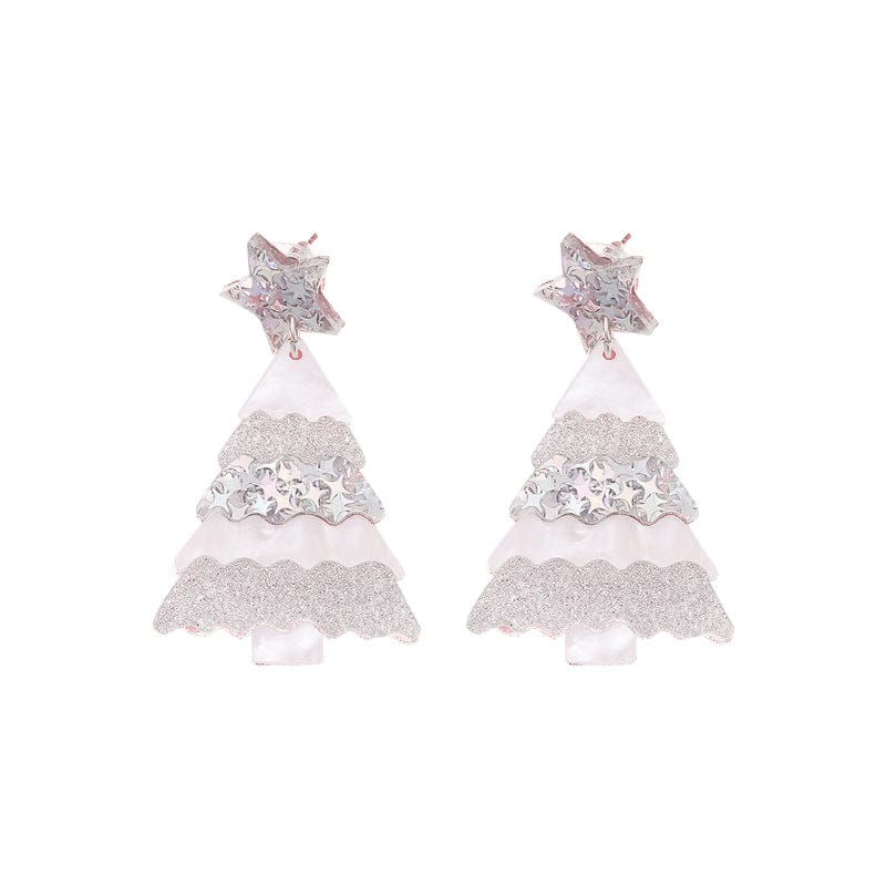 Gray Christmas Tree Earrings  | NueShiny