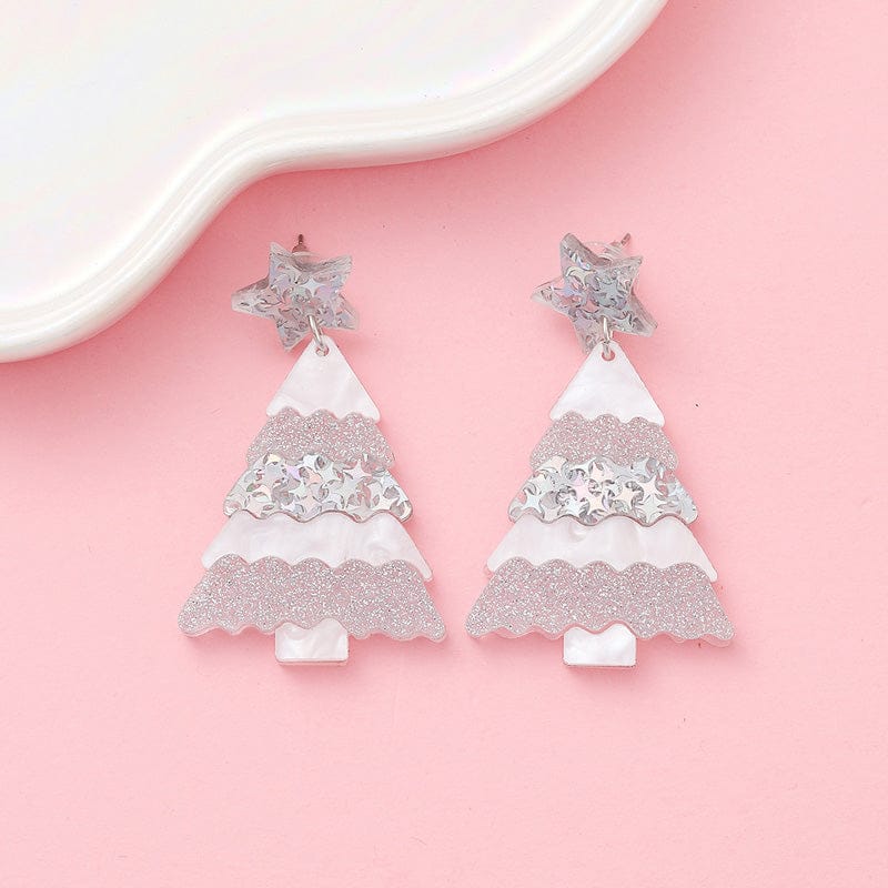 Gray Christmas Tree Earrings  | NueShiny