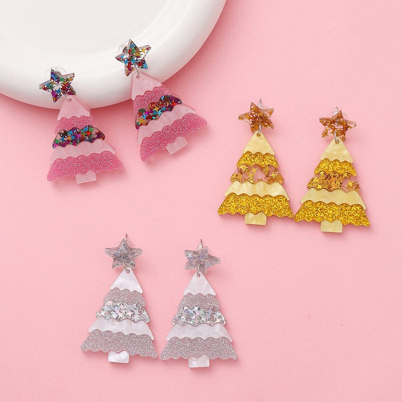 Gray Christmas Tree Earrings  | NueShiny