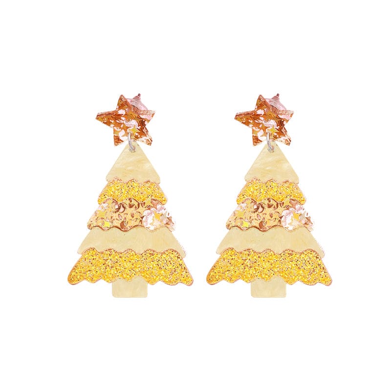 Orange Christmas Tree Earrings | NueShiny