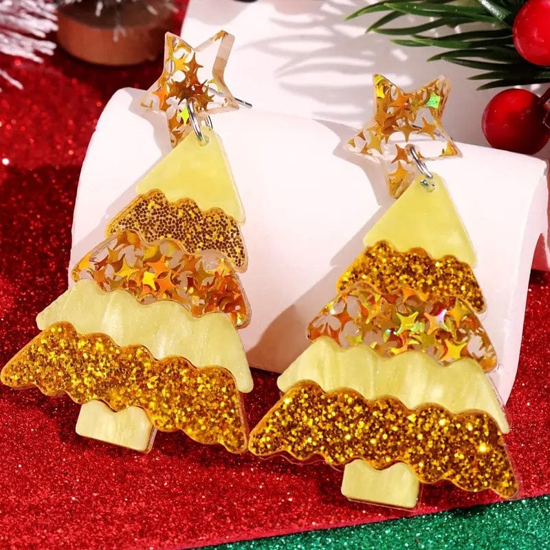 Orange Christmas Tree Earrings | NueShiny