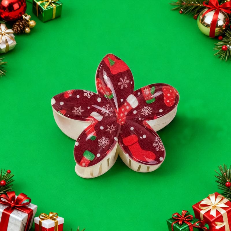 Medium Christmas Style Frangipani Hair Claw Clips | NueShiny