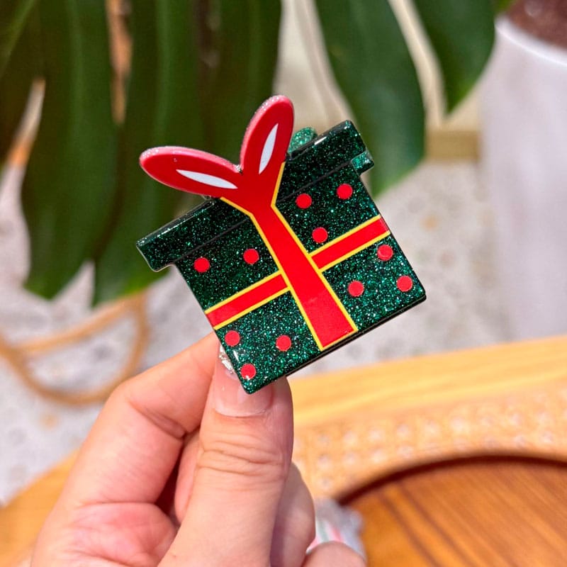 Small Dark Green Square Christmas Gift Hair Claw Clips | NueShiny
