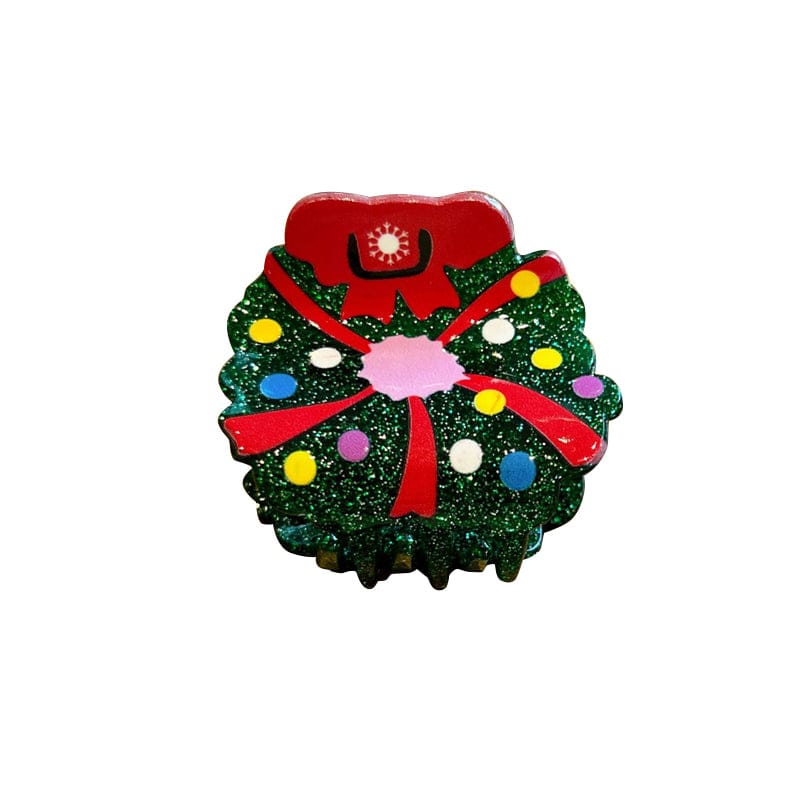 Mini Colorful Polka Dot Christmas Wreath Hair Claw Clips | NueShiny
