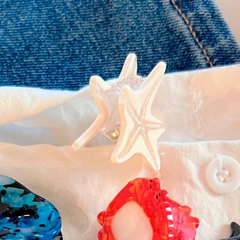 Mini White Starfish Hair Claw Clips | NueShiny
