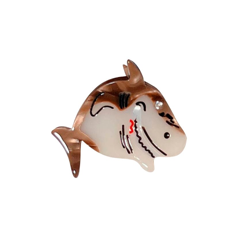Mini Brown Smiling Shark Hair Claw Clips | NueShiny