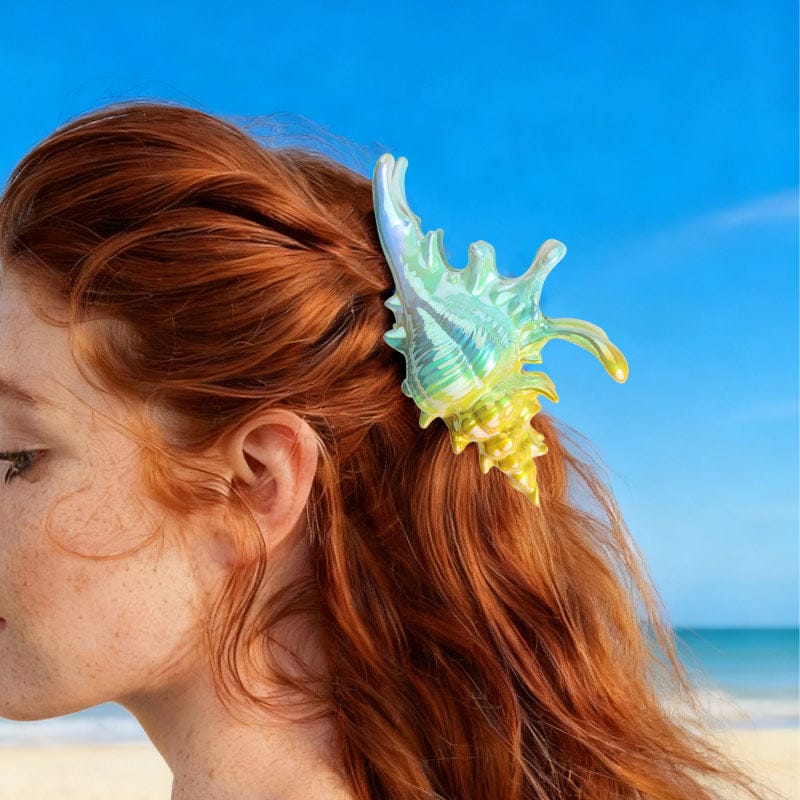 Jumbo Mustard And Blue Conch Hair Claw Clips | NueShiny