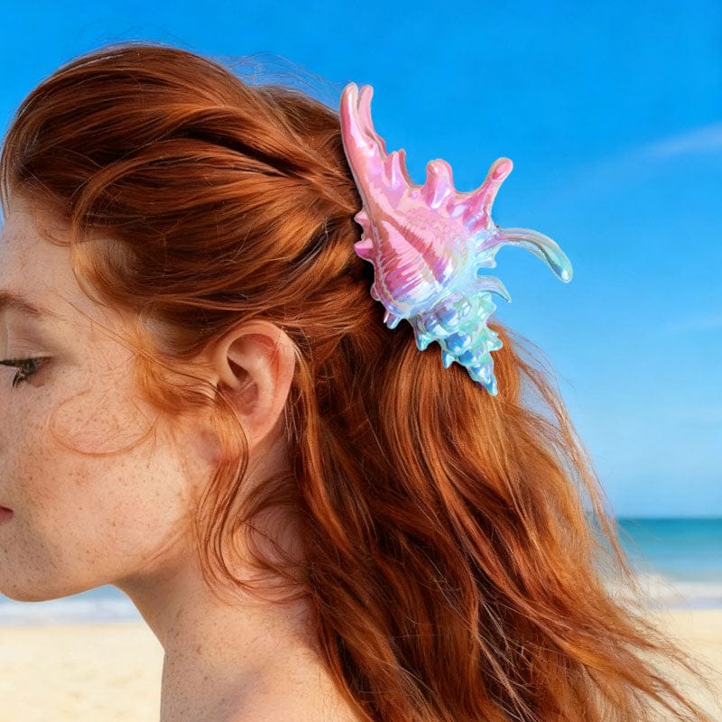 Jumbo Hot Pink And Blue Conch Hair Claw Clips | NueShiny