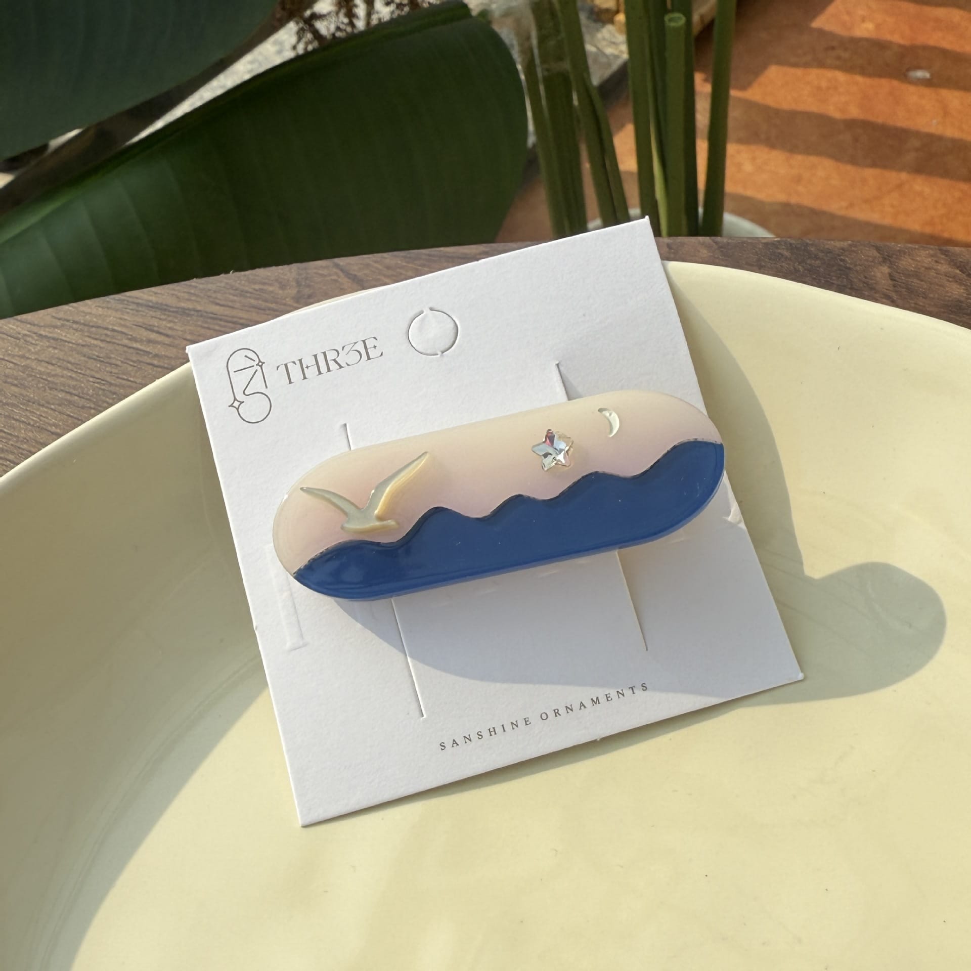 Sunset Moon & Star Ocean Duckbill Clip – Night Sky Hair Clip
