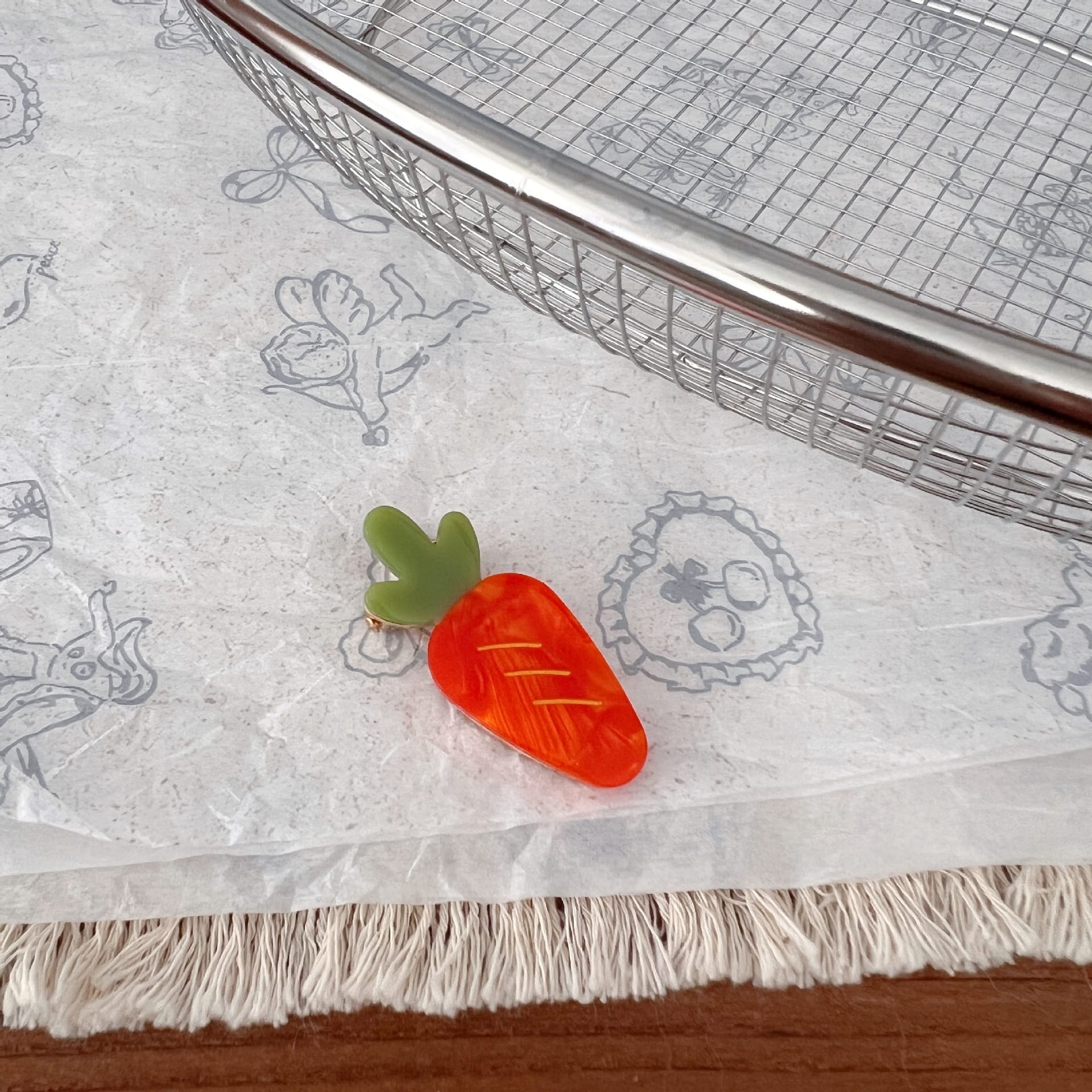 Dark Orange Carrot Side Clip – Mini Vegetable Hair Clip