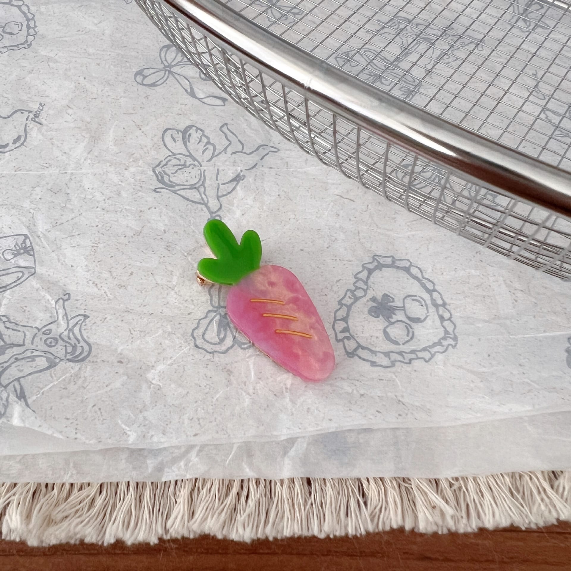 Pink Carrot Side Clip – Cute Vegetable Hair Clip