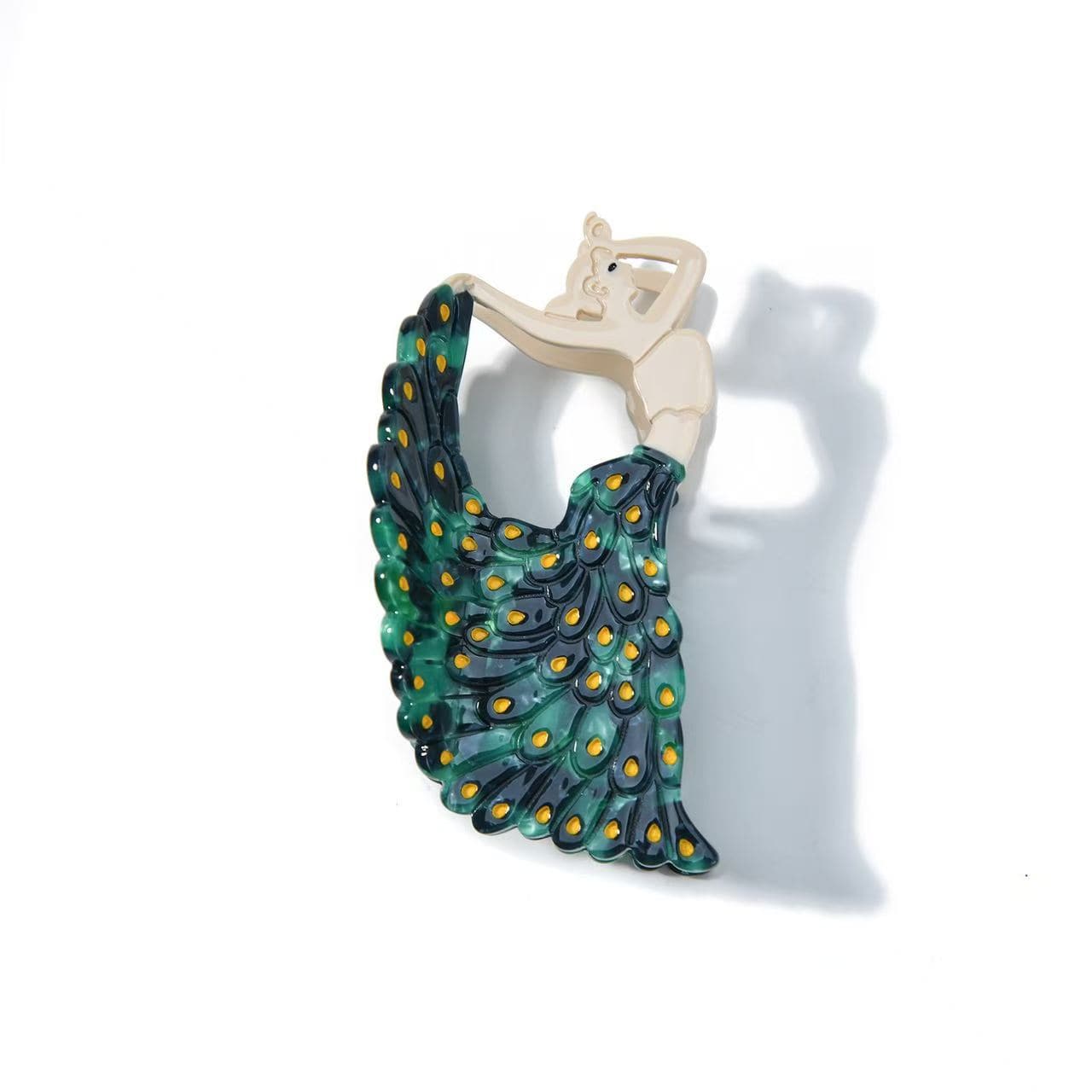 Peacock Dancer Claw Clip – Elegant Feather Hair Clip