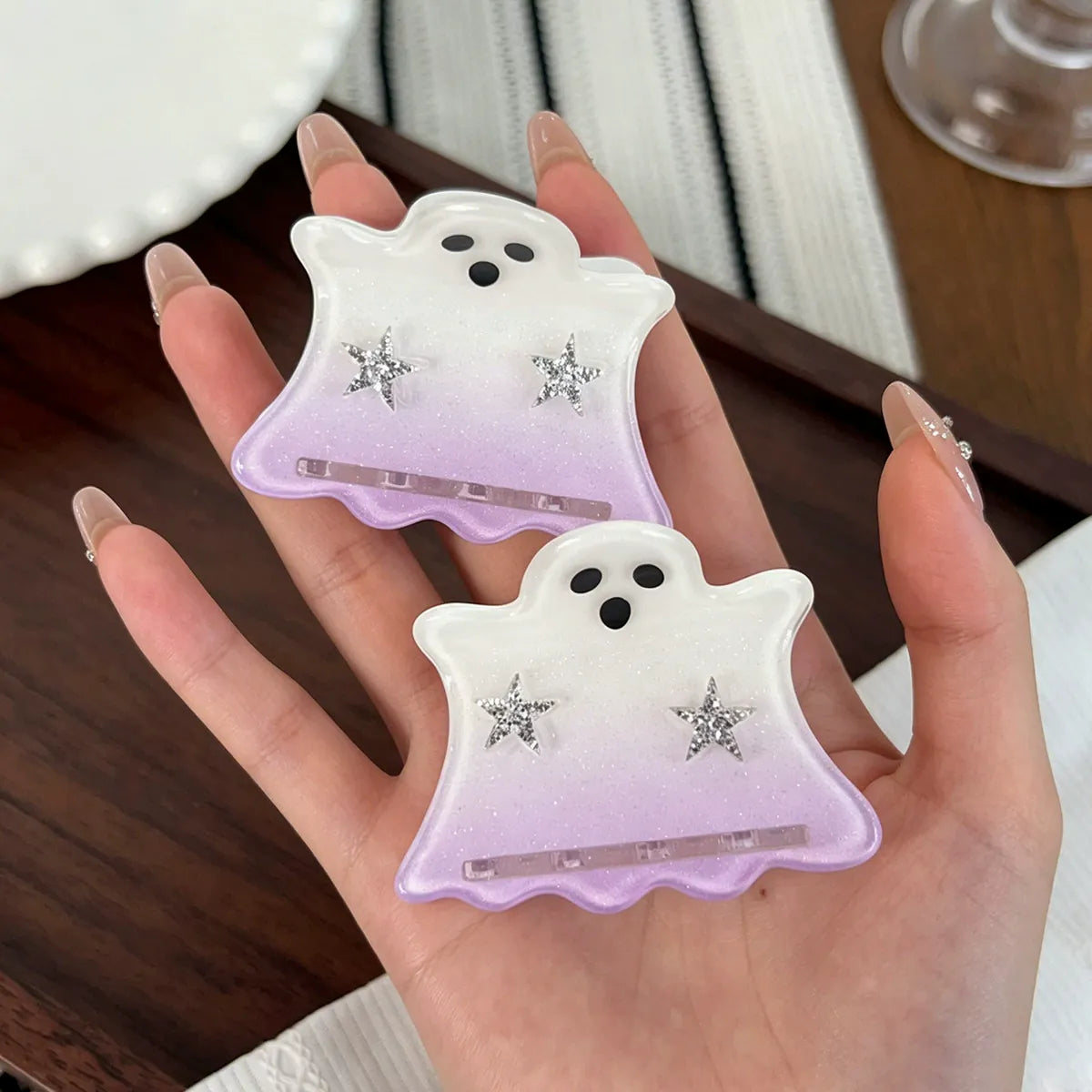 Mini Glitter Ghost Hair Claw Clips - Acetate  NueShiny