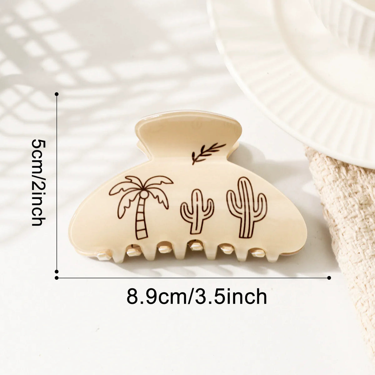 Tropical Palm Tree & Cactus Hair Clip - Minimalist PVC Hair Claw for Women & Girls  NueShiny