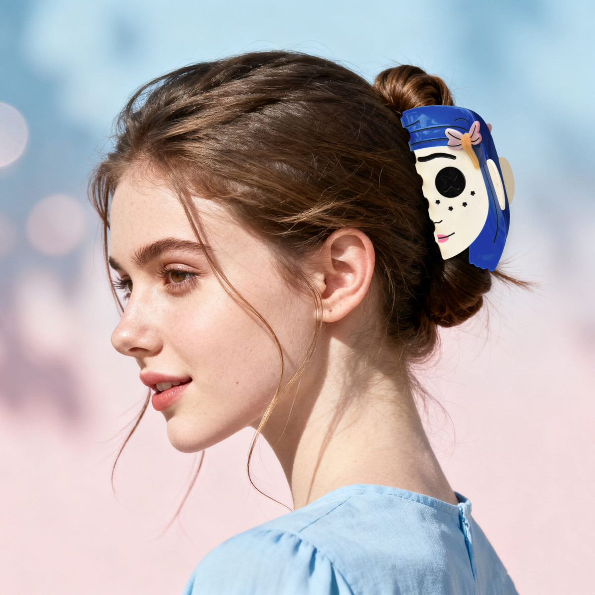 Coraline Double-Sided Hair Claw Clip - Halloween Acetate Hair Clip for Women & Girls  NueShiny