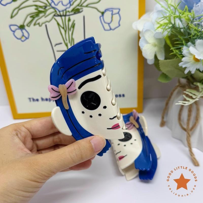 Coraline Double-Sided Hair Claw Clip - Halloween Acetate Hair Clip for Women & Girls  NueShiny