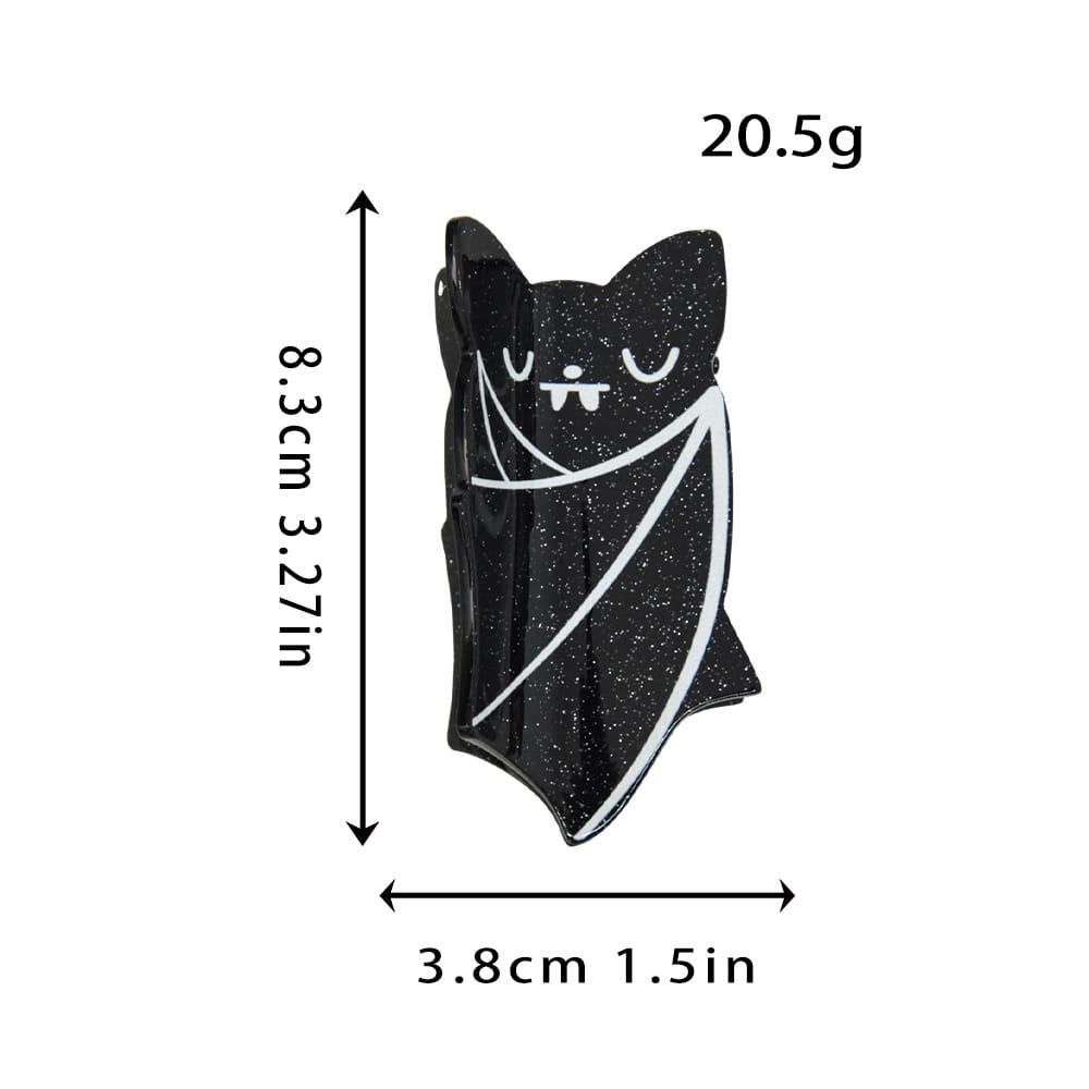 Halloween Bat Hair Claw Clip - Black & White Glitter Acrylic Hair Clip for Women  NueShiny
