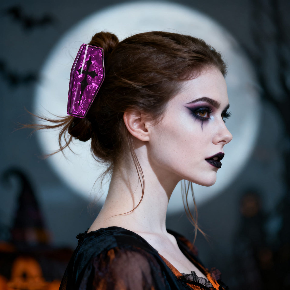Halloween Coffin Hair Claw Clip - Dark Gothic PVC Quirky Mysterious Style A  NueShiny