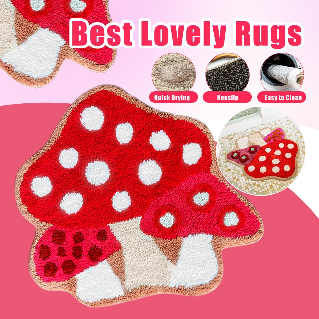 Red Mushroom Rug Kids Cute Carpet丨NueShiny- Free Shipping