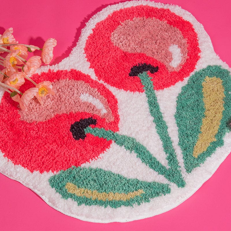 Cherry Fluffy Rug Handmade Tufted丨NueShiny- Free Shipping