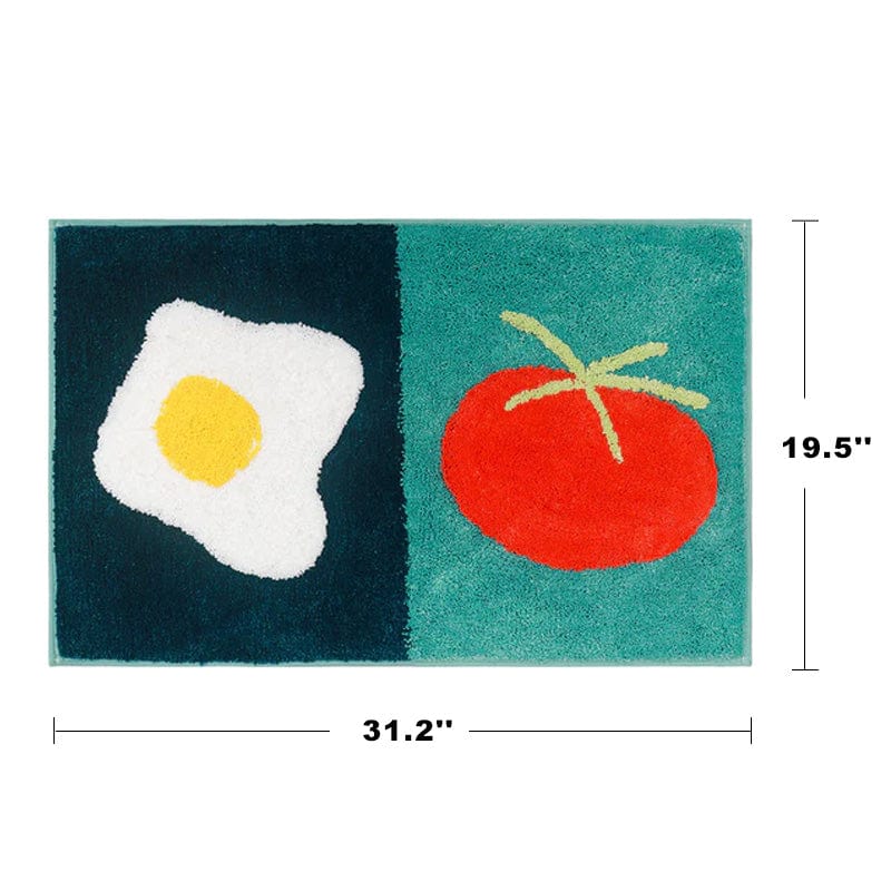 Fried Egg Tomato Tufted Rug Green Decor丨NueShiny- Free Shipping
