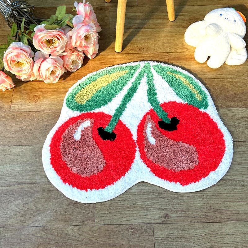 Cherry Fluffy Rug Handmade Tufted丨NueShiny- Free Shipping