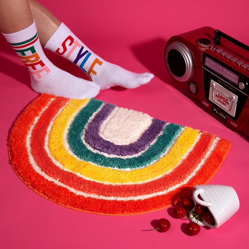 Luxury Semicircle Fluffy Rainbow Area Rug丨NueShiny- Free Shipping