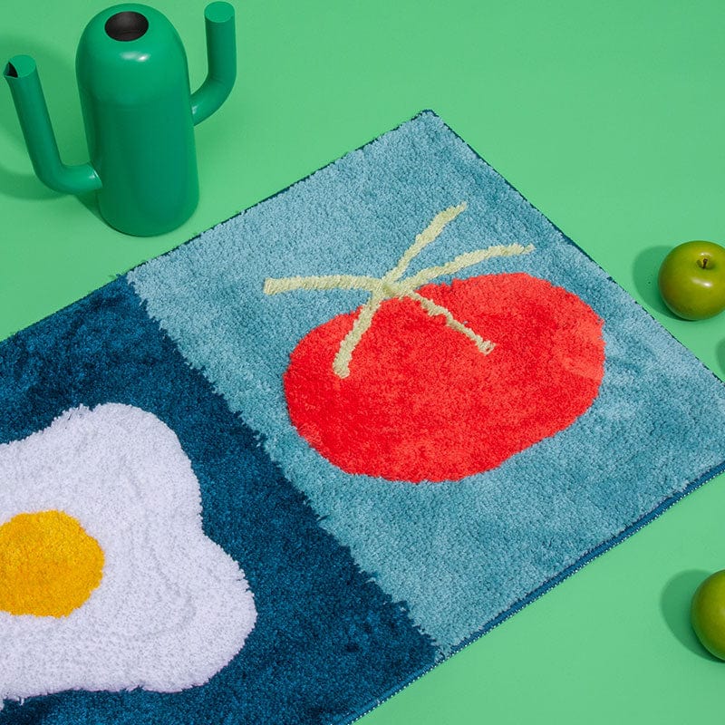 Fried Egg Tomato Tufted Rug Green Decor丨NueShiny- Free Shipping