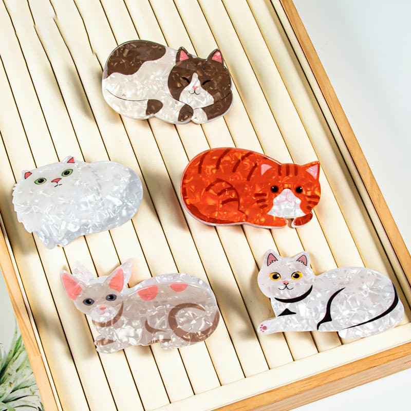 Medium White Long-haired Lion-shaped Cat Series Hair Claw丨NueShiny