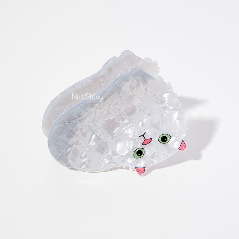Medium White Long-haired Lion-shaped Cat Series Hair Claw丨NueShiny