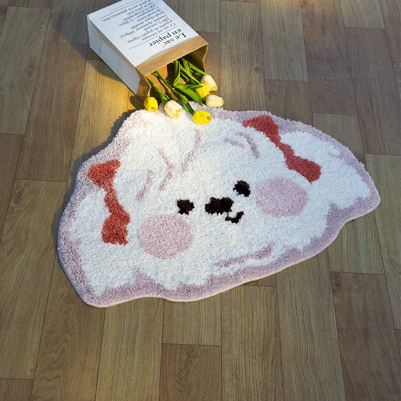 Bathroom Rug Tufted Pink Samoyed丨NueShiny- Free Shipping
